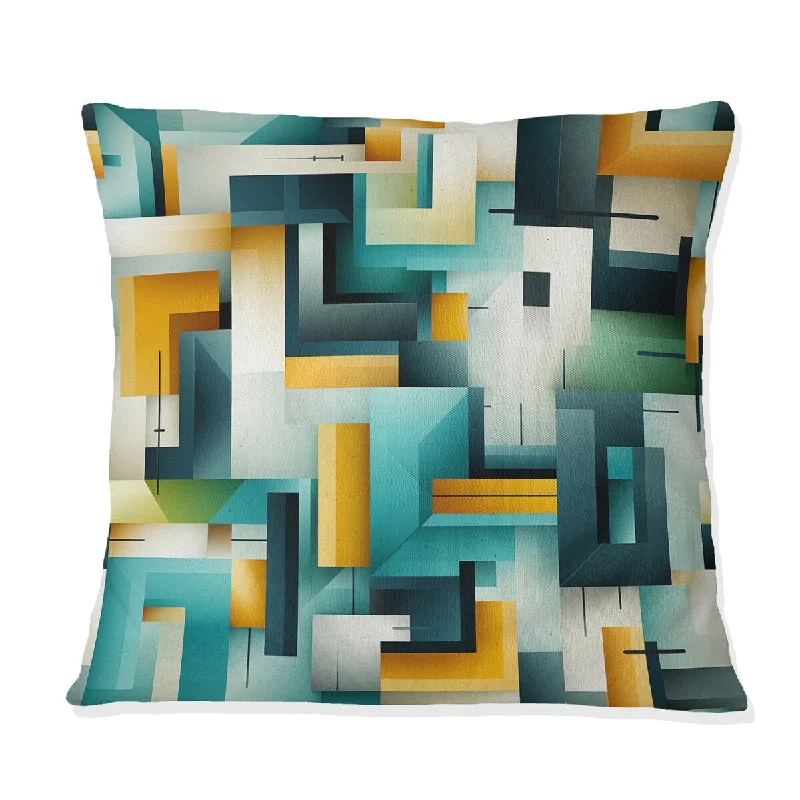 Designart "Green Cubic Oasis Geometric I" Geometric Printed Throw Pillow