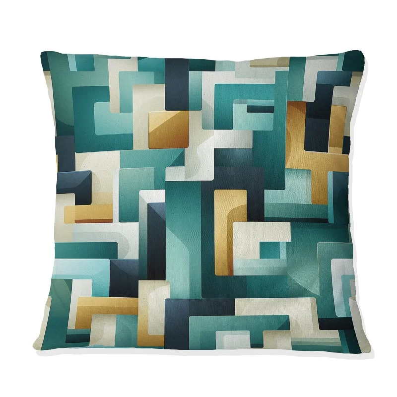 Designart "Green Cubic Oasis Geometric III" Geometric Printed Throw Pillow