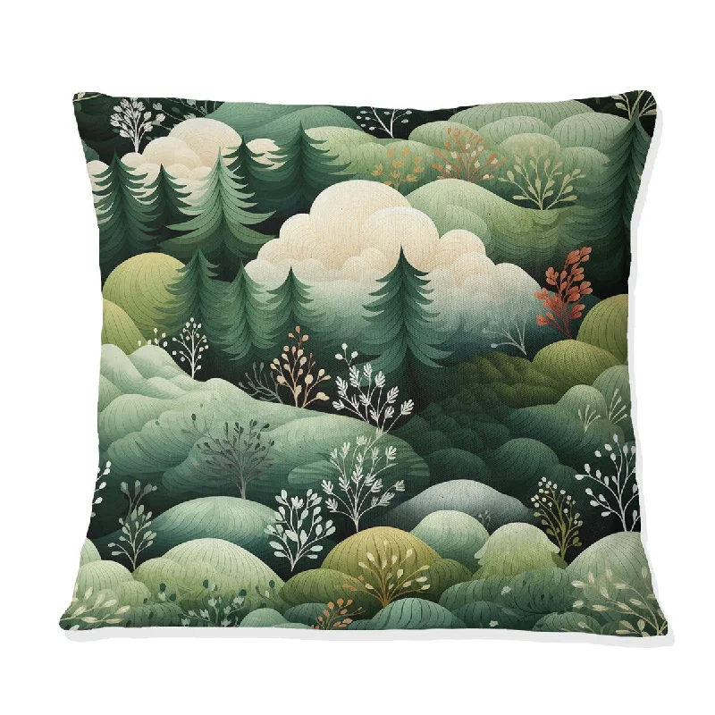 Designart "Green Forest Pattern I" Botanical Printed Throw Pillow