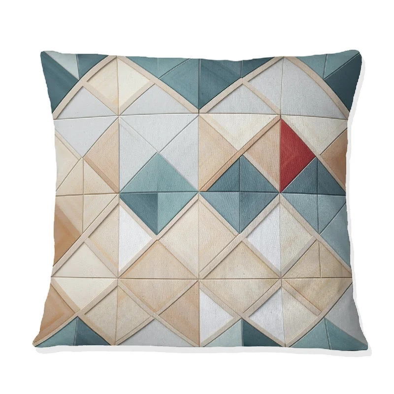 Designart "Grey And White Mosaic Tiles" Geometric Printed Throw Pillow