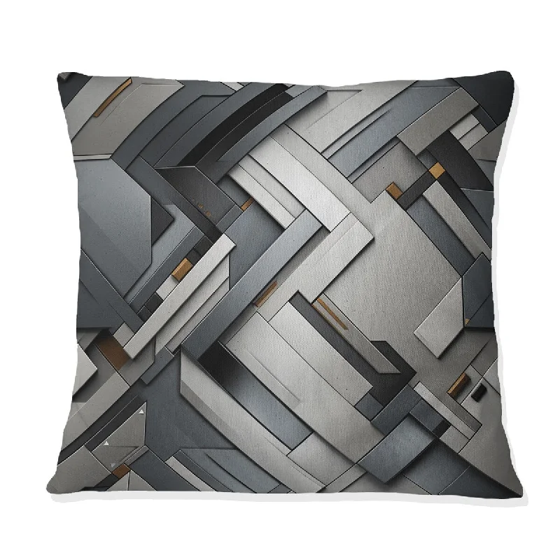 Designart "Grey Concrete Symmetry Geometric I" Geometric Printed Throw Pillow