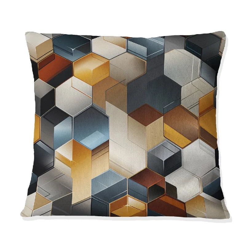 Designart "Grey Hexagons Dreams I" Geometric Printed Throw Pillow