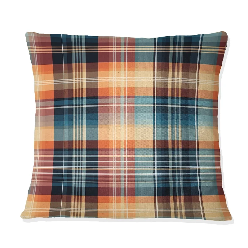 Designart "Heritage Tribute Plaid Pattern" Plaid Printed Throw Pillow