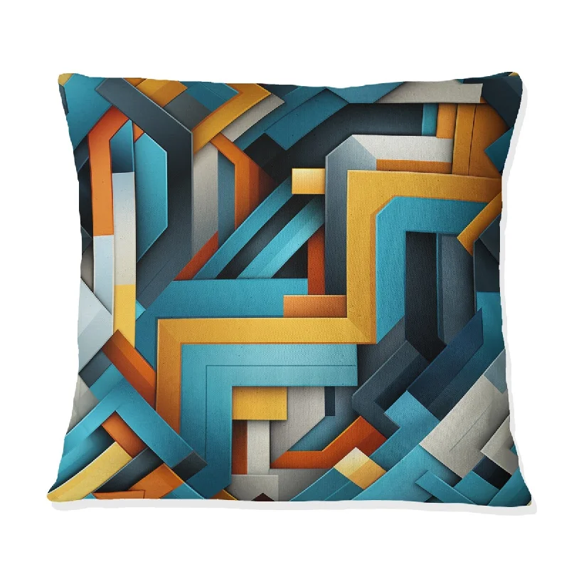 Designart "Industrial Matrix Geometric Reflections" Geometric Printed Throw Pillow