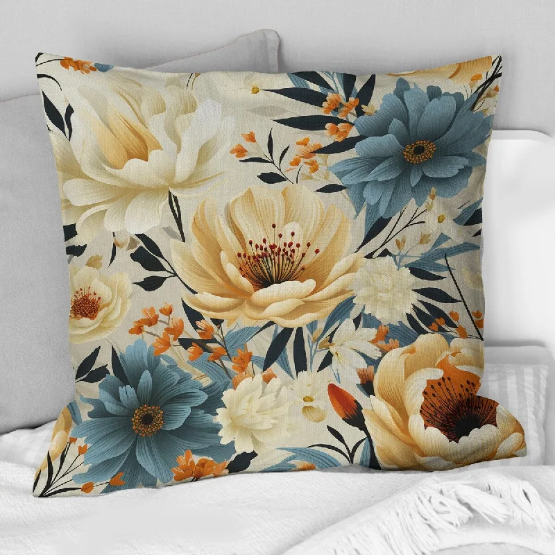 Designart "Ivory Boho Chic Floral Pattern II" Floral Printed Throw Pillow