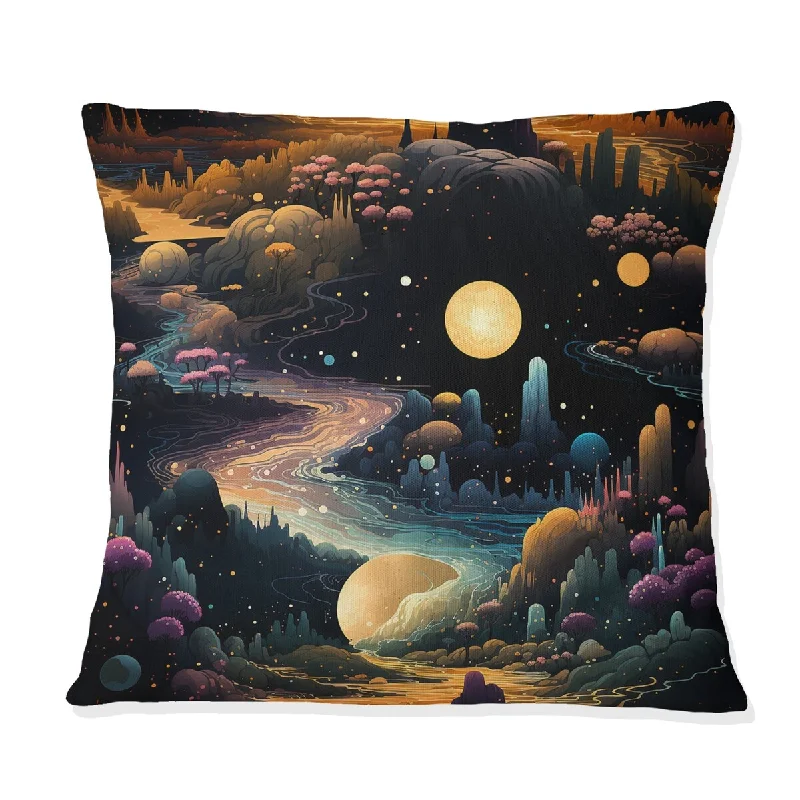 Designart "Landscape In Space Pattern" Floral Printed Throw Pillow