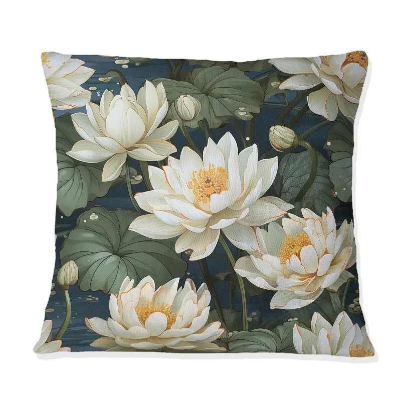 Designart "Lotus Serenity I" Oriental Printed Throw Pillow