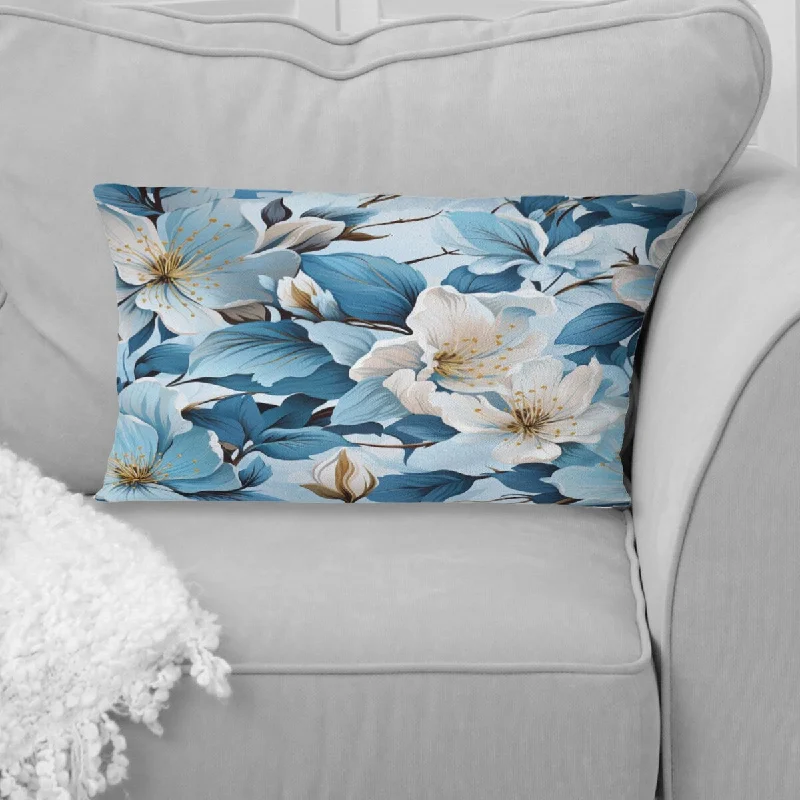 Designart "Mediterranean Dreams Blue Floral Pattern" Floral Printed Throw Pillow