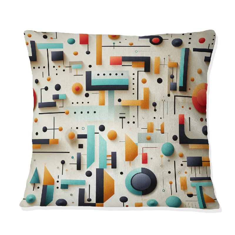 Designart "Midcentury Geometric Collage Pattern I" Geometric Printed Throw Pillow