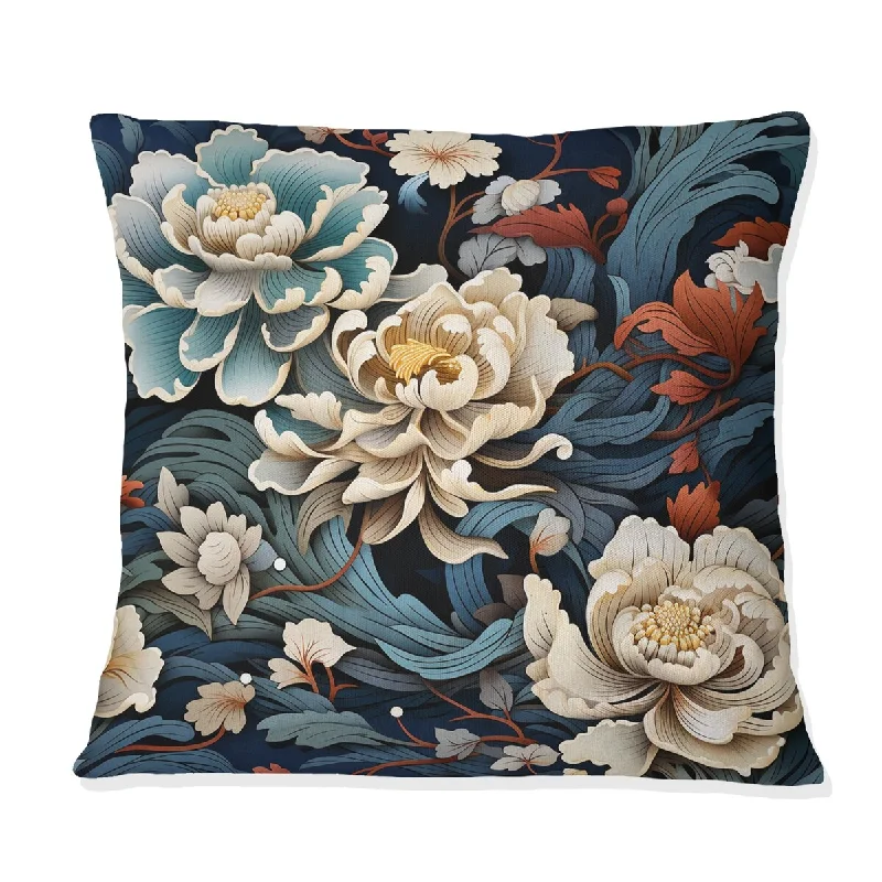 Designart "Ming Dynasty Reverence I" Oriental Printed Throw Pillow