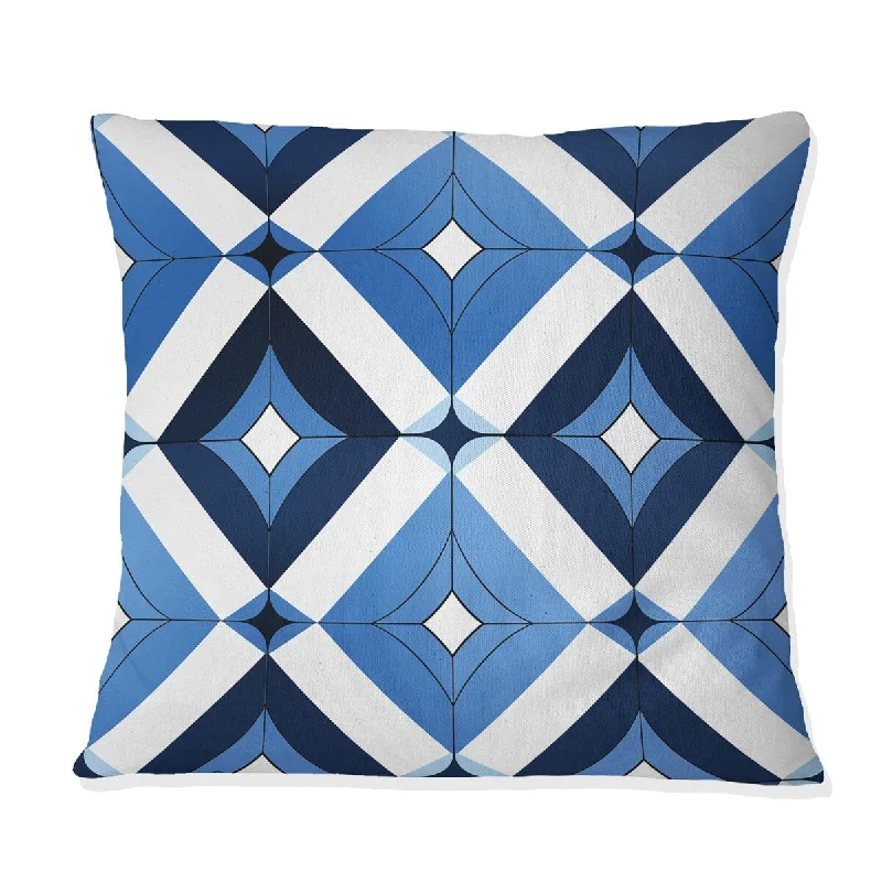 Designart "Minimalist White And Blue Polygons Geometric" Geometric Printed Throw Pillow