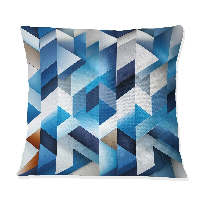 Designart "Minimalist White And Blue Polygons Geometric I" Geometric Printed Throw Pillow