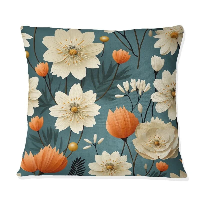 Designart "Mod Botanical Allure II" Midcentury Printed Throw Pillow