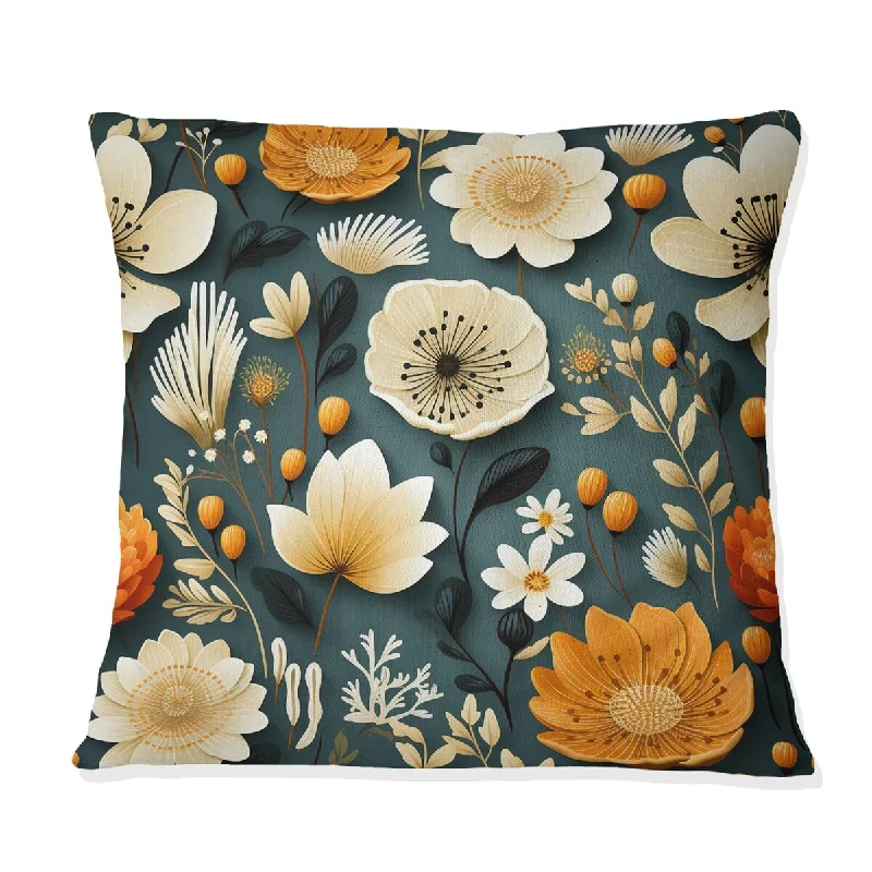 Designart "Mod Floral Nostalgia III" Midcentury Printed Throw Pillow