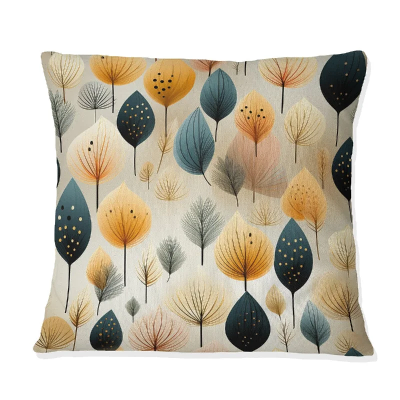 Designart "Modern Leaf Patterns V" Plants Printed Throw Pillow