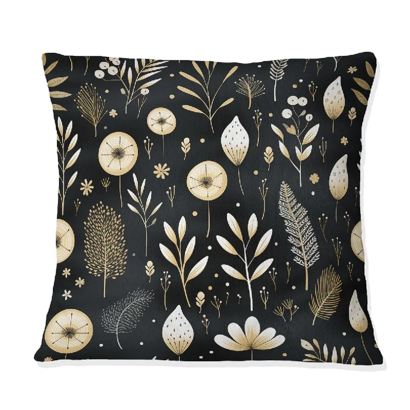 Designart "Monochrome Botanics III" Plants Printed Throw Pillow