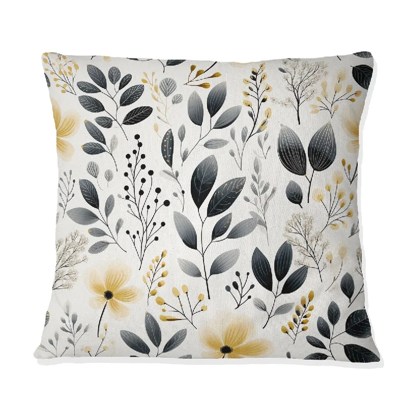 Designart "Monochrome Botany III" Plants Printed Throw Pillow