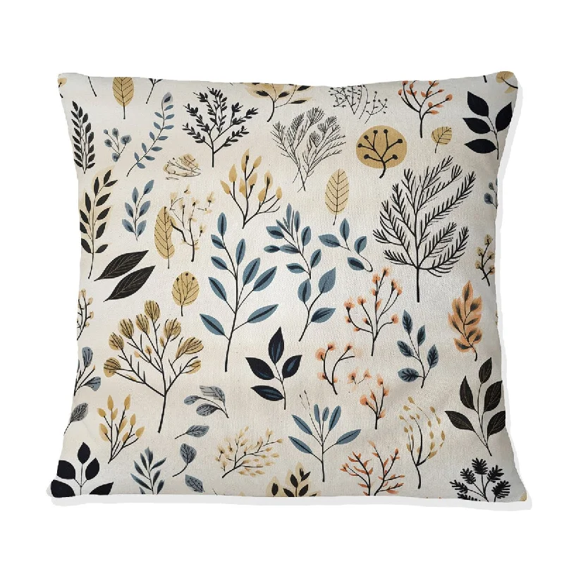 Designart "Monochrome Botany VI" Plants Printed Throw Pillow