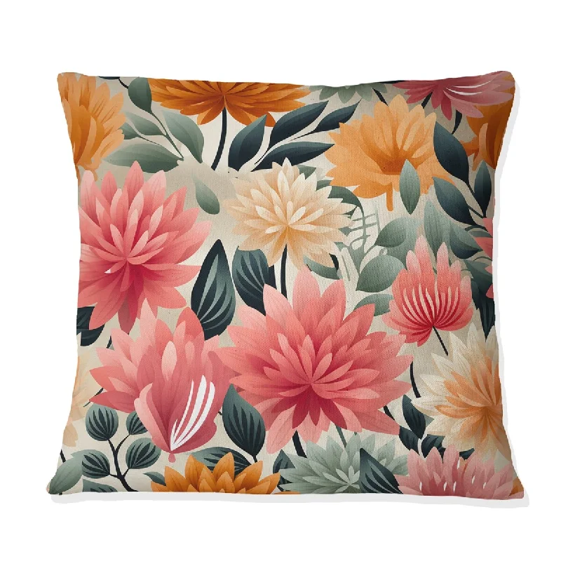 Designart "Multicolor Contemporary Floral Pattern I" Floral Printed Throw Pillow