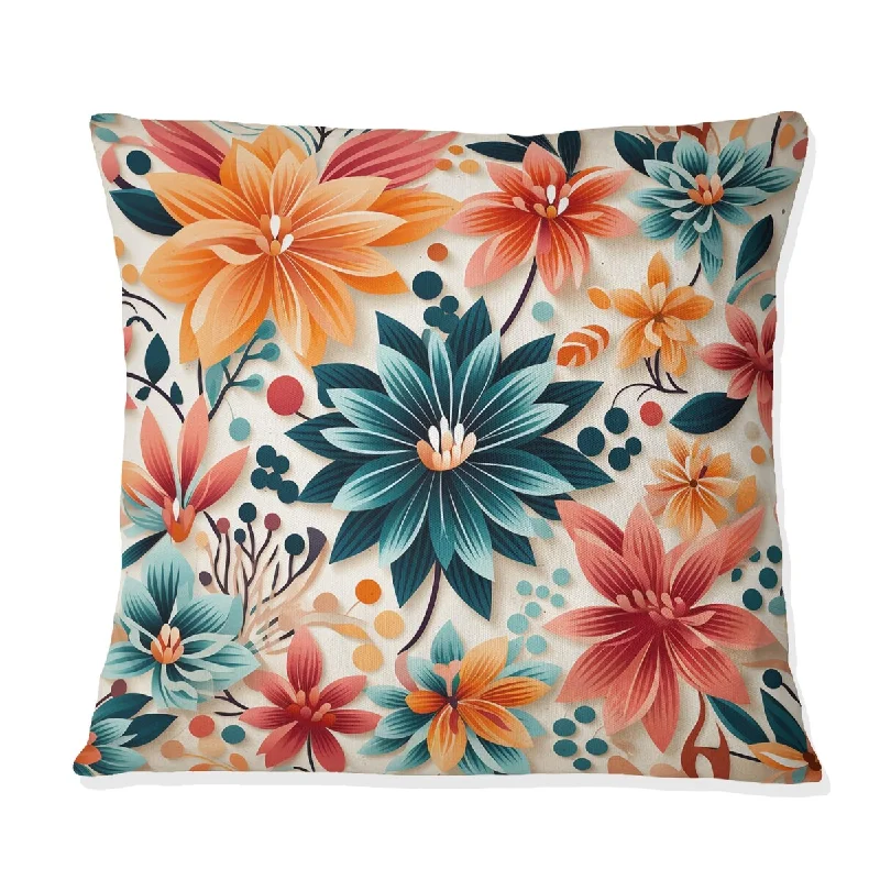 Designart "Multicolor Contemporary Floral Pattern III" Floral Printed Throw Pillow