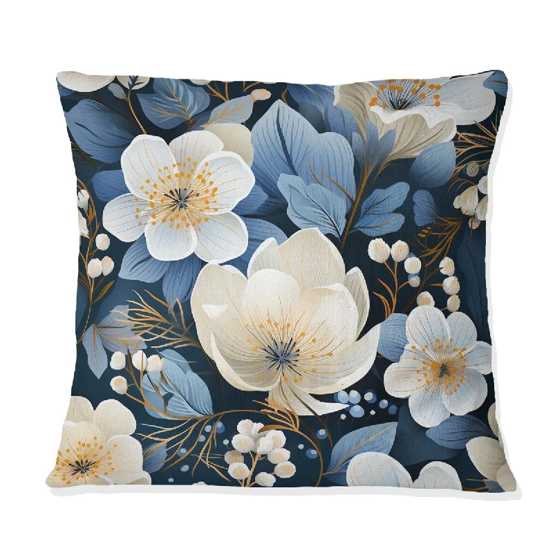 Designart "Mystic Aura Blue Blossum Fusion I" Floral Printed Throw Pillow