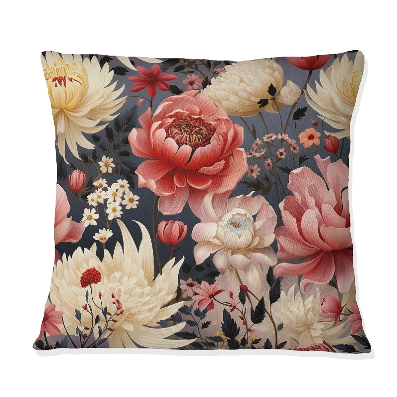 Designart "Native Grace Pink Wildflower Gardens I" Floral Printed Throw Pillow