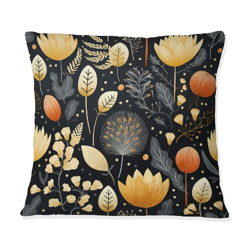 Designart "Nordic Simplicity Floral Pattern Charm I" Floral Printed Throw Pillow