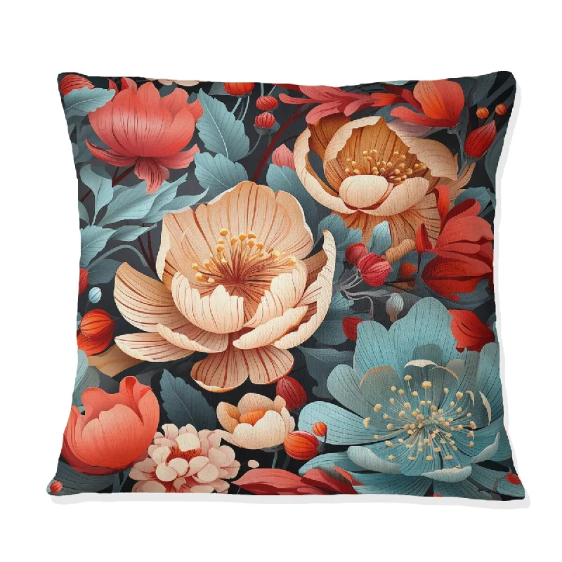 Designart "Nostalgia Vintage Floral Pattern I" Floral Printed Throw Pillow