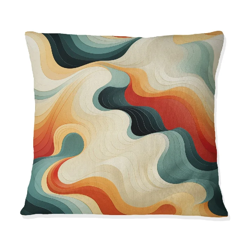 Designart "Nostalgic Mod Waves" Midcentury Printed Throw Pillow