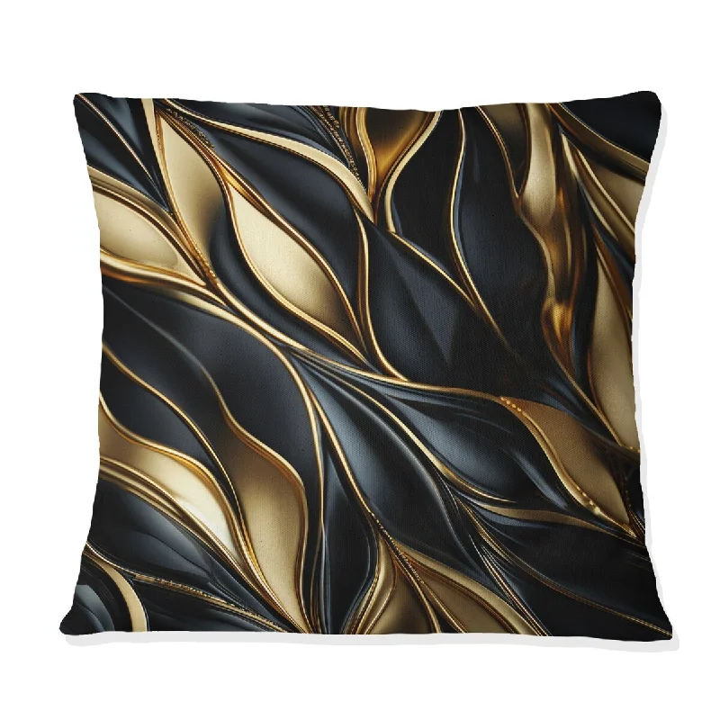 Designart "Opulent Black And Gold Glamour Pattern" Marble Printed Throw Pillow