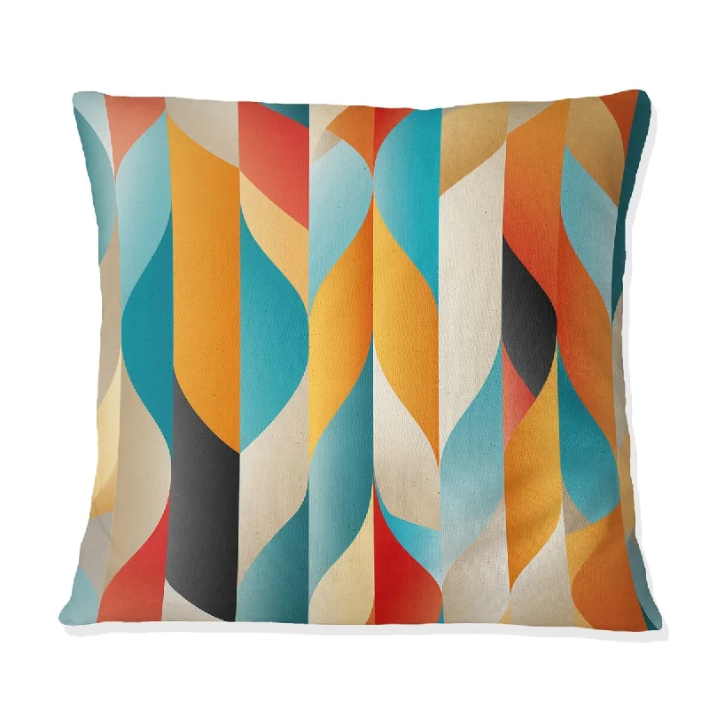 Designart "Orange Turquoise Retro Revival Geometric" Geometric Printed Throw Pillow