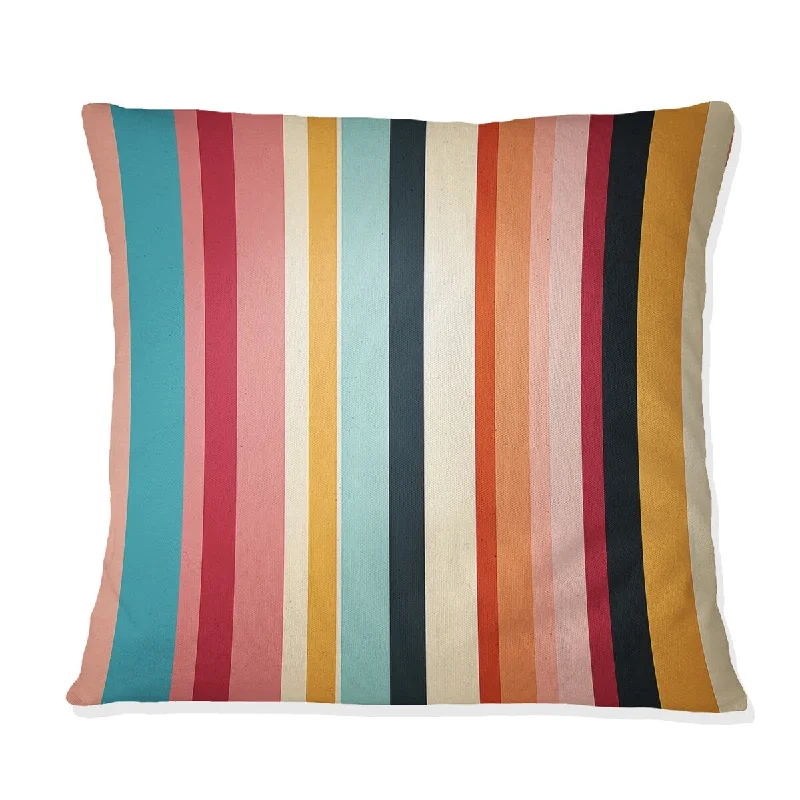 Designart "Pastel Colors Midcentury Stripes Pattern" Striped Printed Throw Pillow