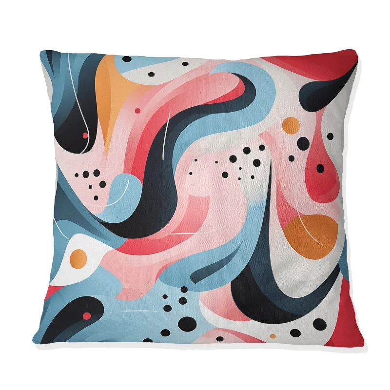 Designart "Pink And Blue 1950s Trendy Patterns " Geometric Printed Throw Pillow