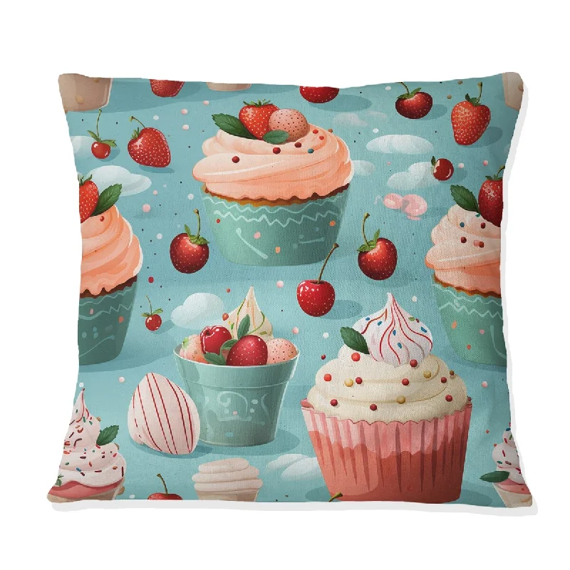 Designart "pink and blue Sweet Treats Delight" Food & Beverage Printed Throw Pillow