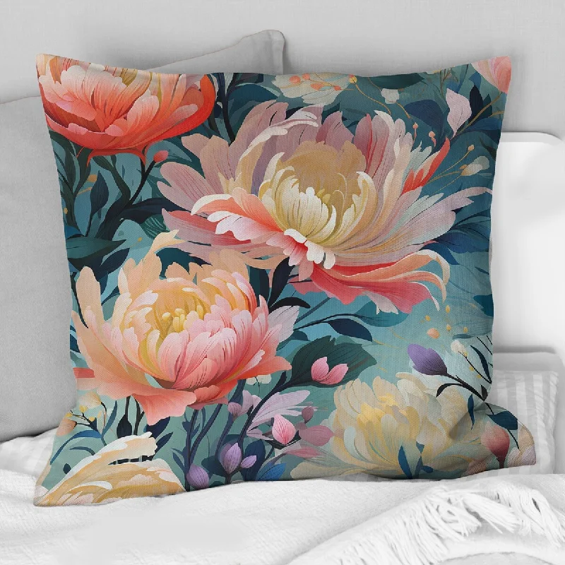 Designart "Pink Botanical Ikat Haven Blooms" Floral Printed Throw Pillow