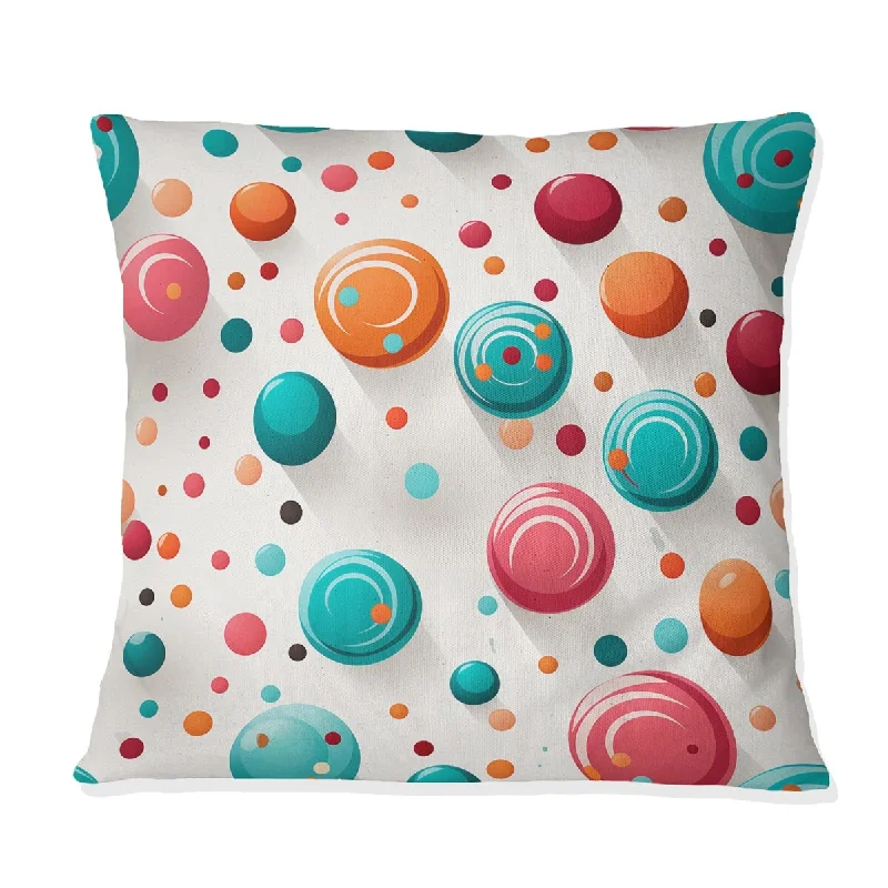 Designart "Popart Candy Crush Delight I" Polka Dots Printed Throw Pillow