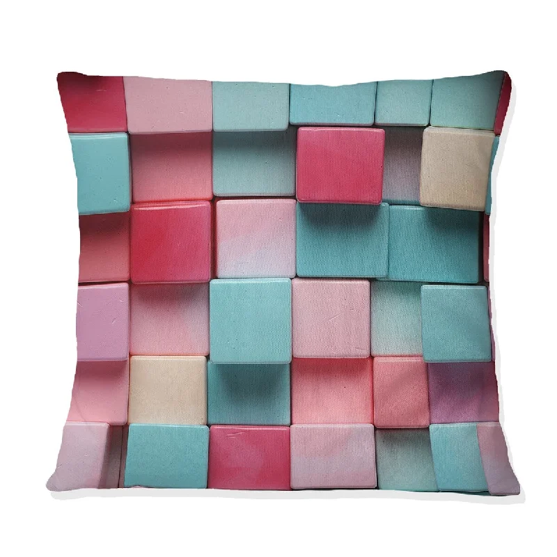 Designart "Popart Candyland Blocks" Striped Printed Throw Pillow