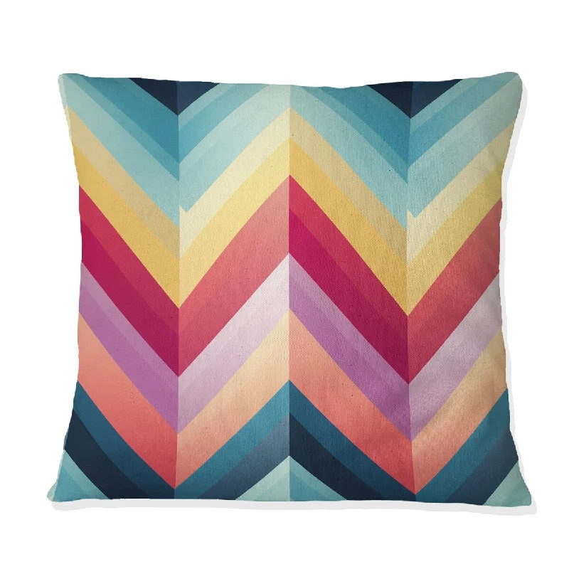 Designart "Popart Chromatic Chevrons I" Striped Printed Throw Pillow