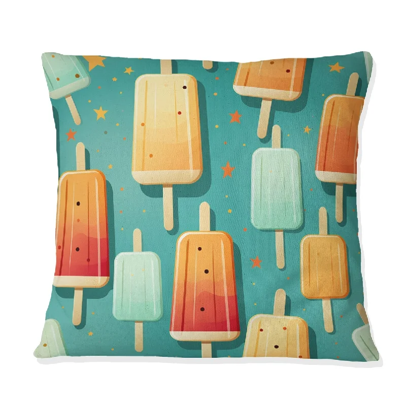 Designart "Popart Popsicle Parade II" Abstract Printed Throw Pillow