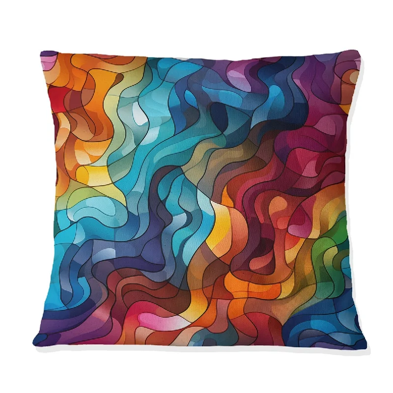 Designart "Popart Psychedelic Puzzle" Abstract Printed Throw Pillow