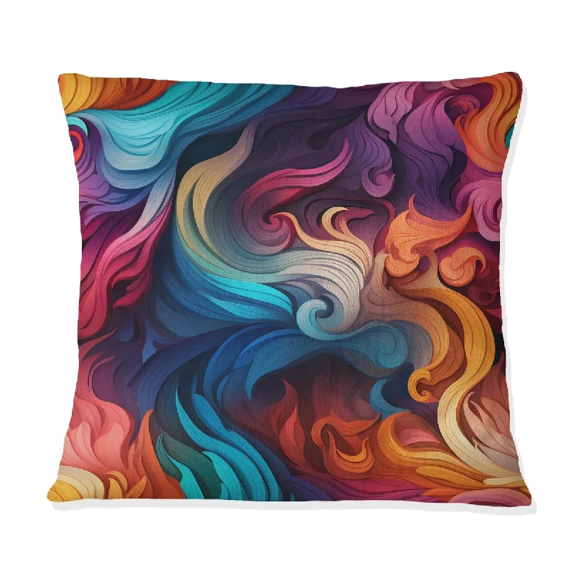 Designart "Popart Psychedelic Swirls III" Abstract Printed Throw Pillow