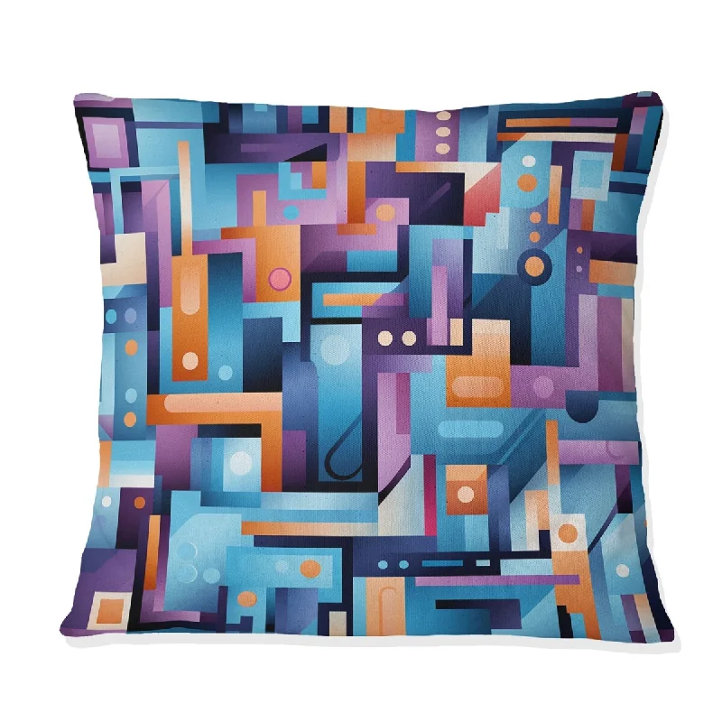 Designart "Purple And Blue Geo Haze" Geometric Printed Throw Pillow