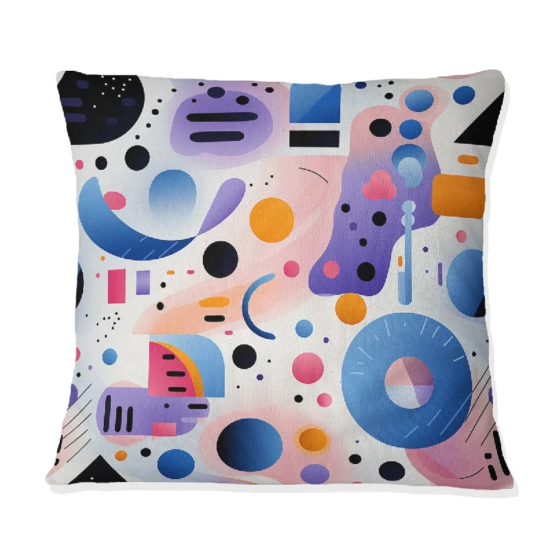 Designart "Purple And Pink Designer Dot And Waves I" Geometric Printed Throw Pillow