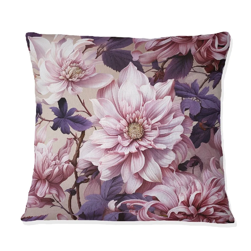 Designart "Purple Poppies Harmony III" Floral Printed Throw Pillow