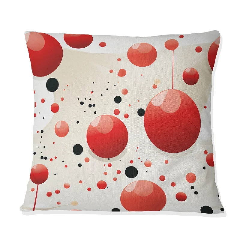 Designart "Red And White Polka Dots I" Polka Dots Printed Throw Pillow