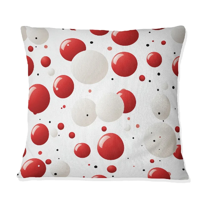 Designart "Red And White Polka Dots II" Polka Dots Printed Throw Pillow