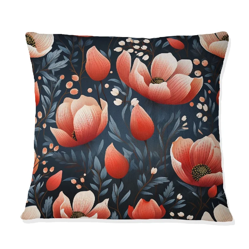 Designart "Red Mystic Aura Floral Fusion" Floral Printed Throw Pillow