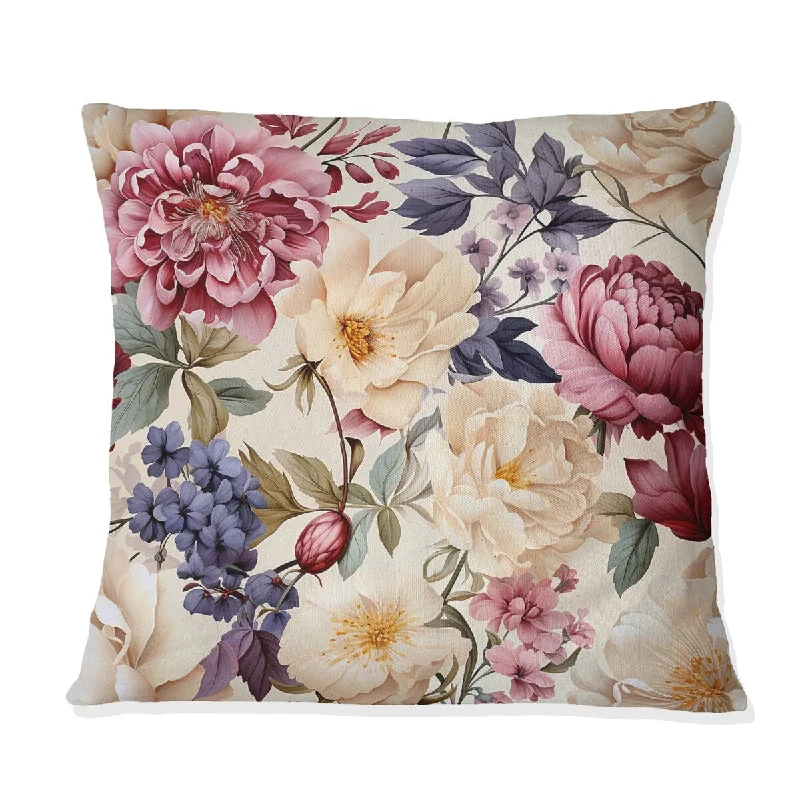 Designart "Renaissance Opulence Magnolias Floral Pattern" Floral Printed Throw Pillow