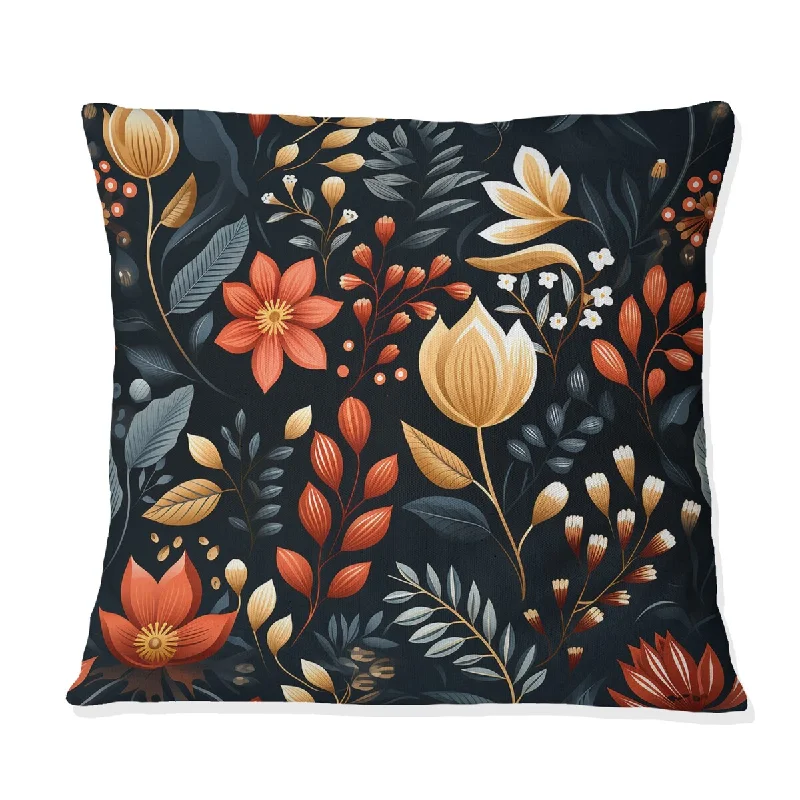 Designart "Scandinavian Botanical Collage II" Botanical Printed Throw Pillow