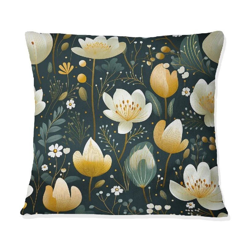 Designart "Serene Green Garden Blooms" Floral Printed Throw Pillow